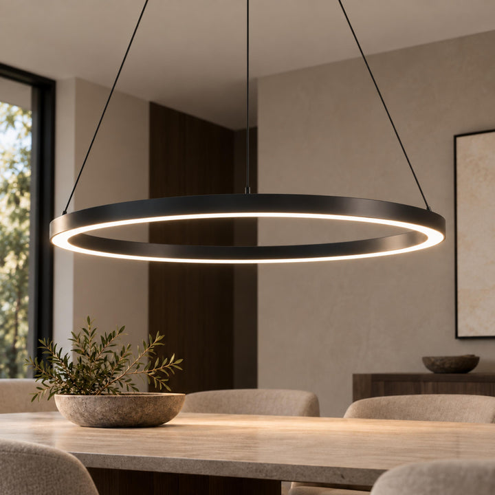 Modern LED Chandelier Light Hanging Aluminum Adjustable Dimmable Acrylic Diffuser Three Sizes