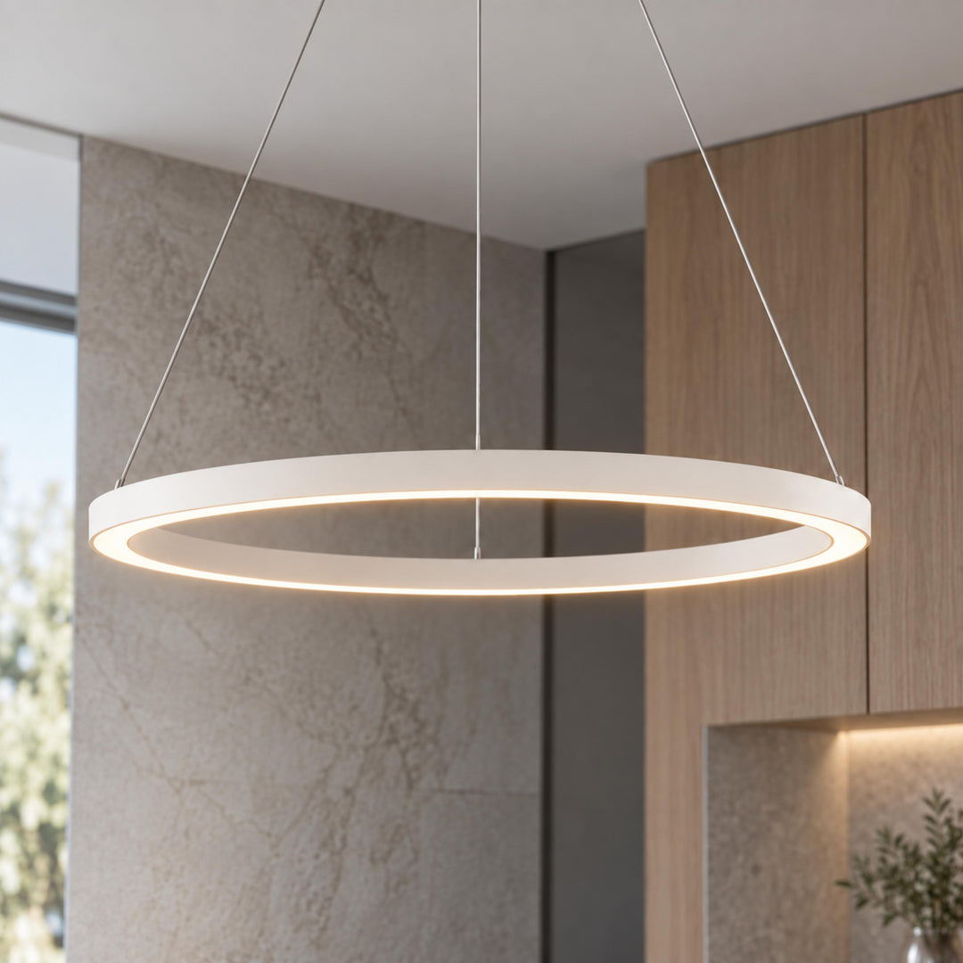Modern LED Chandelier Light Hanging Aluminum Adjustable Dimmable Acrylic Diffuser Three Sizes