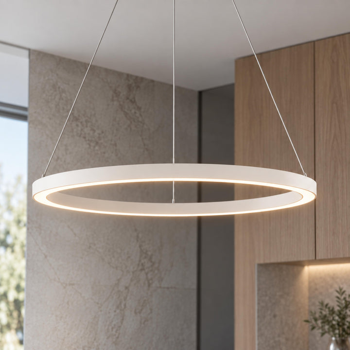 Modern LED Chandelier Light Hanging Aluminum Adjustable Dimmable Acrylic Diffuser Three Sizes