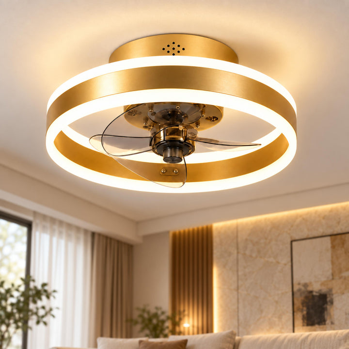 Modern Flush Mount Ceiling Fan with Dimmable LED Light and ABS Blades for Home Use