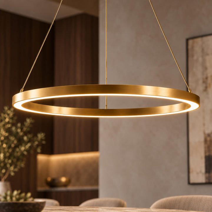 Modern LED Chandelier Light Hanging Aluminum Adjustable Dimmable Acrylic Diffuser Three Sizes