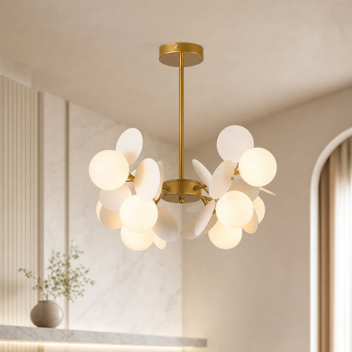 Modern Bubble Chandelier Light Adjustable Metal and Glass Dimmable with Remote Control