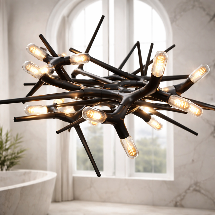 Modern LED Chandelier Adjustable Hanging Light Iron Dimmable 10-45 Bulbs Warm White Cool White