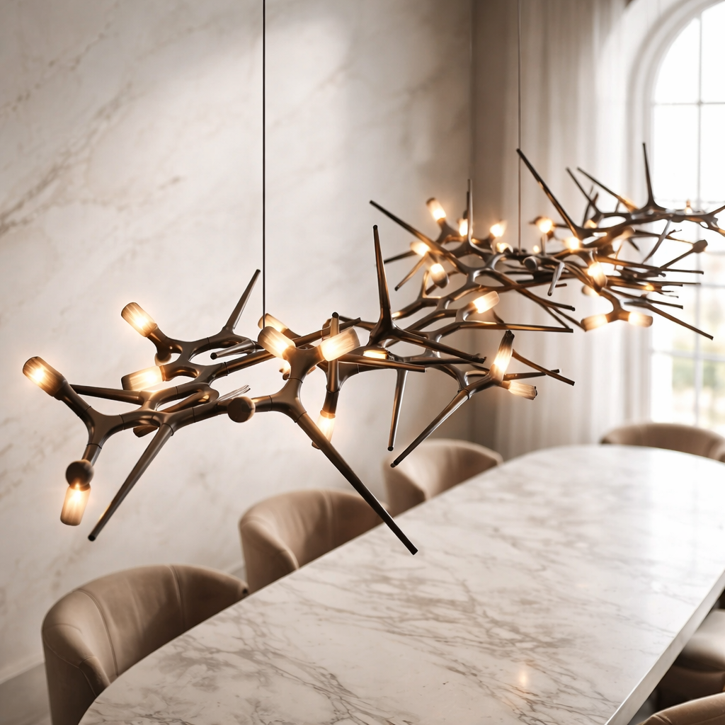 Modern LED Chandelier Adjustable Hanging Light Iron Dimmable 10-45 Bulbs Warm White Cool White