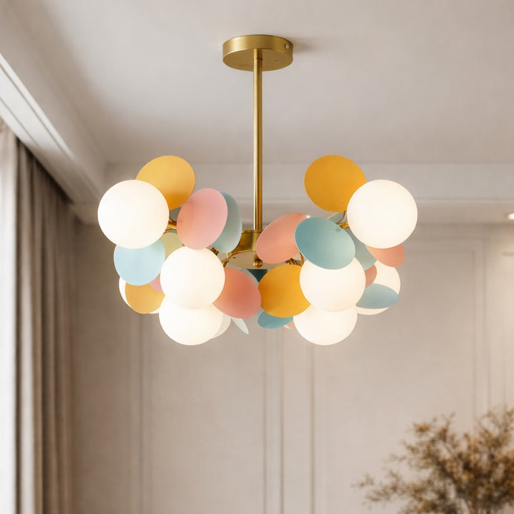 Modern Bubble Chandelier Light Adjustable Metal and Glass Dimmable with Remote Control