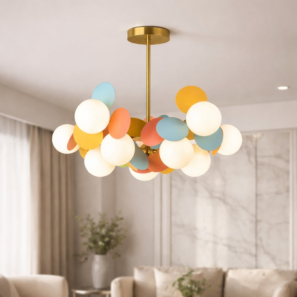 Modern Bubble Chandelier Light Adjustable Metal and Glass Dimmable with Remote Control
