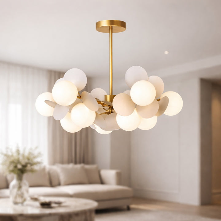 Modern Bubble Chandelier Light Adjustable Metal and Glass Dimmable with Remote Control
