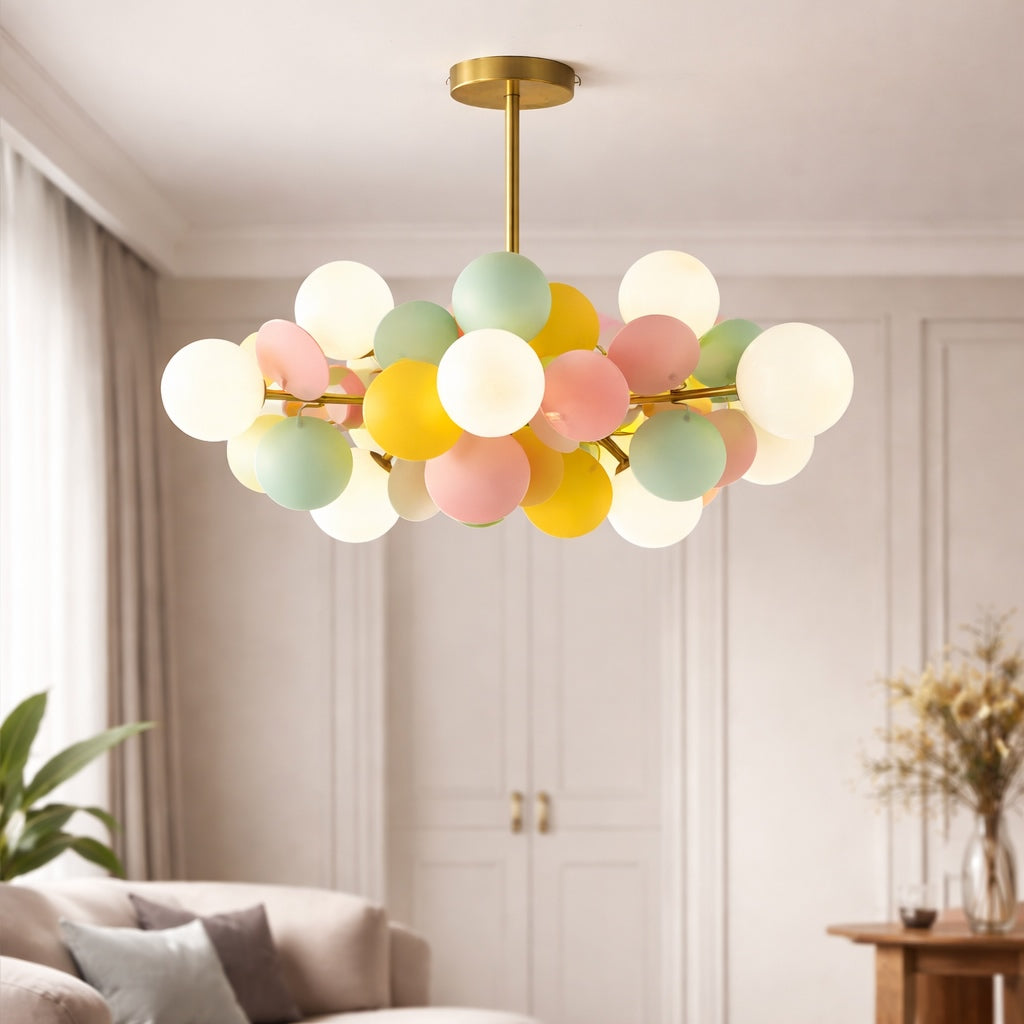 Modern Bubble Chandelier Light Adjustable Metal and Glass Dimmable with Remote Control