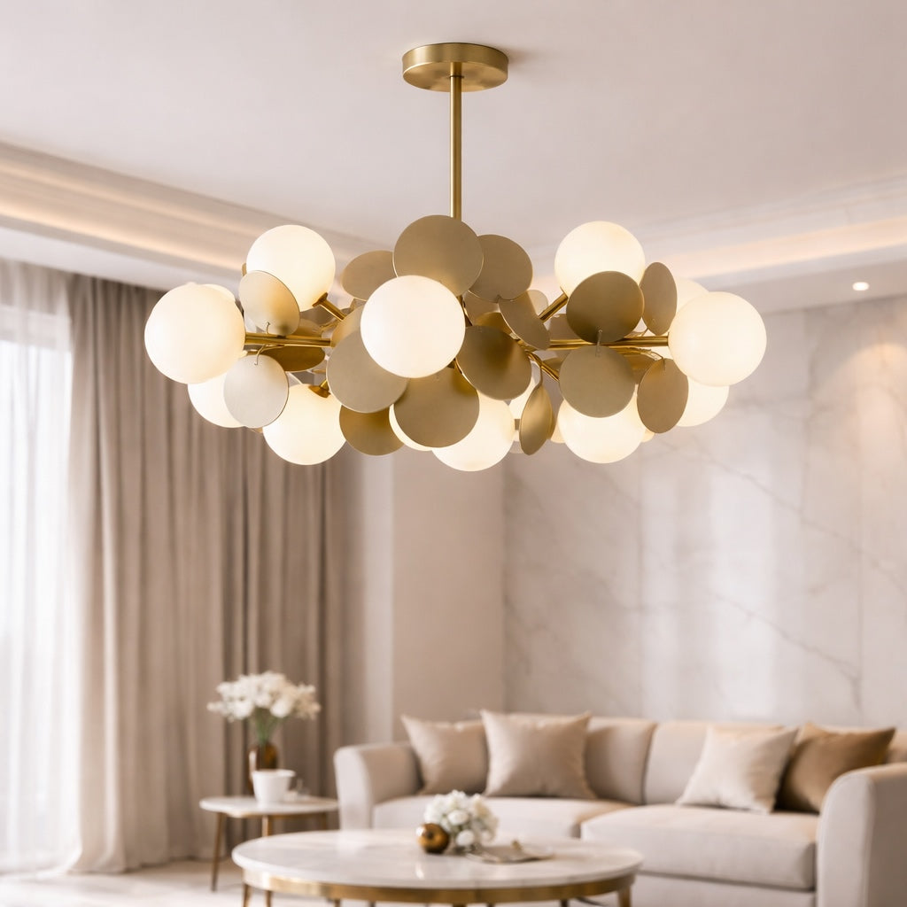 Modern Bubble Chandelier Light Adjustable Metal and Glass Dimmable with Remote Control
