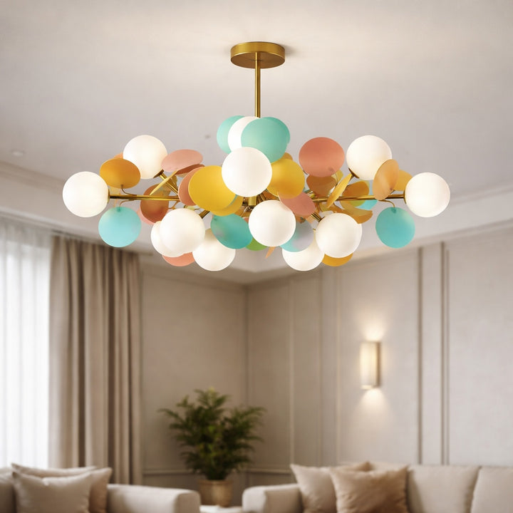 Modern Bubble Chandelier Light Adjustable Metal and Glass Dimmable with Remote Control