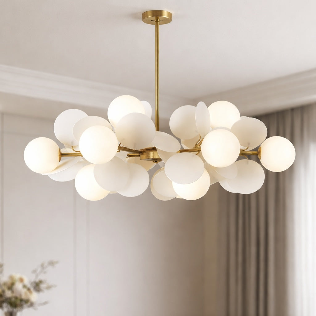 Modern Bubble Chandelier Light Adjustable Metal and Glass Dimmable with Remote Control