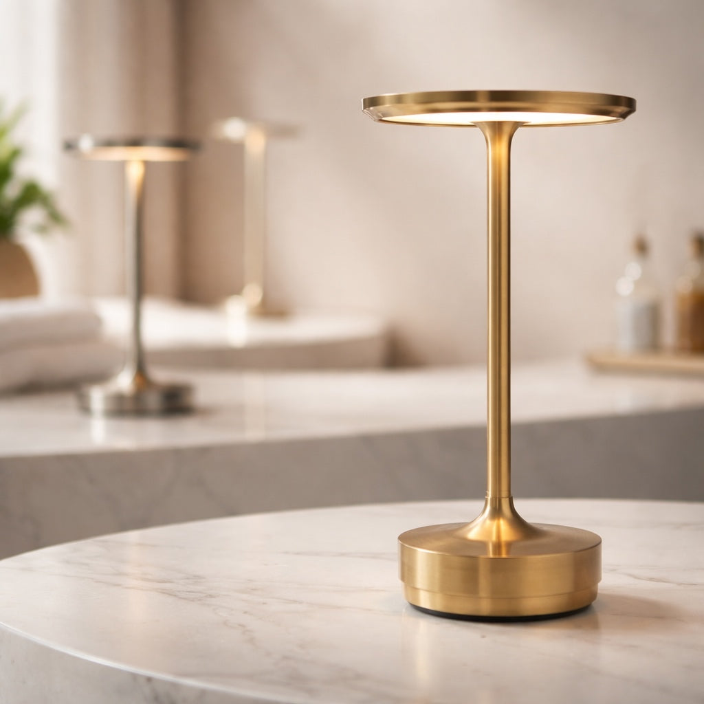 Modern Cordless Table Lamp Adjustable Aluminum with Touch Sensor and Waterproof LED Design