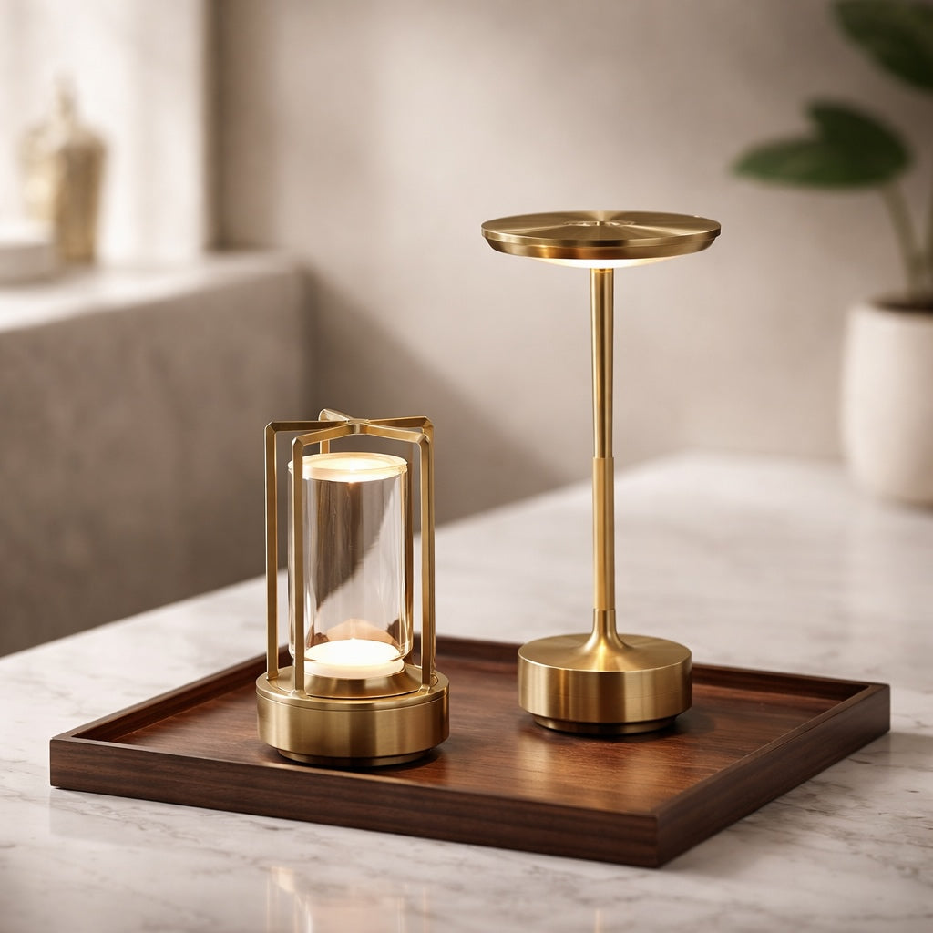 Modern Cordless Table Lamp Adjustable Aluminum with Touch Sensor and Waterproof LED Design
