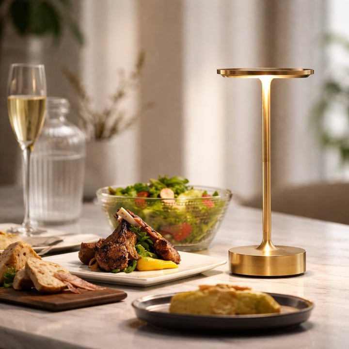 Modern Cordless Table Lamp Adjustable Aluminum with Touch Sensor and Waterproof LED Design