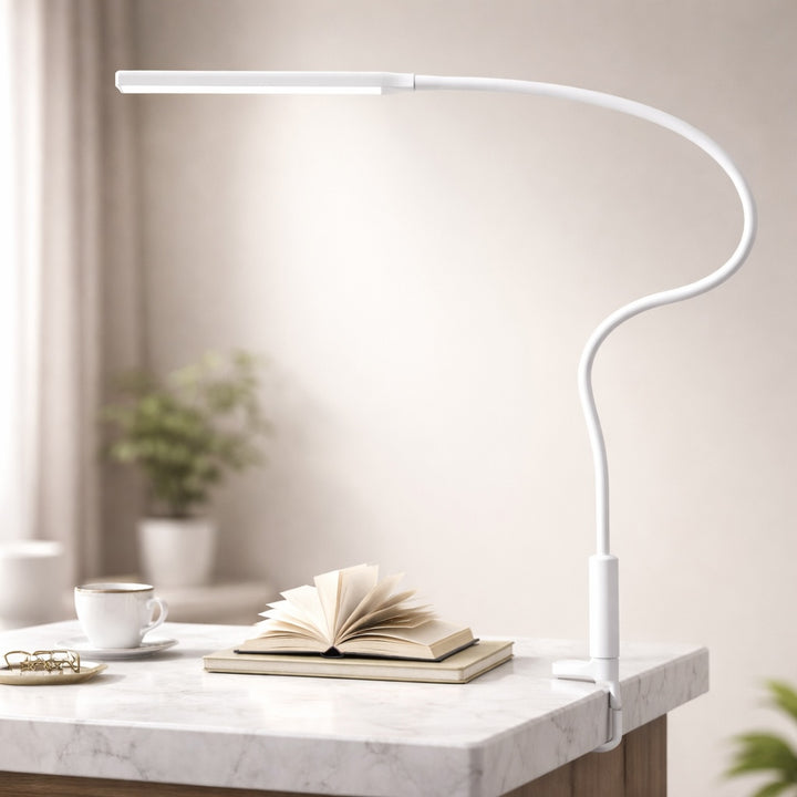 Modern LED Desk Lamp with Adjustable Gooseneck and USB Power for Dimmable Brightness and Color Temperature