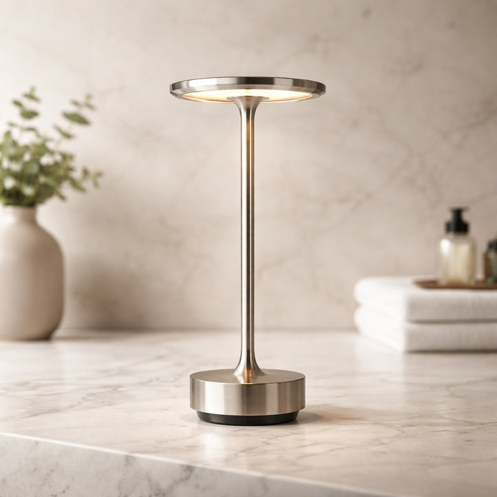 Modern Cordless Table Lamp Adjustable Aluminum with Touch Sensor and Waterproof LED Design