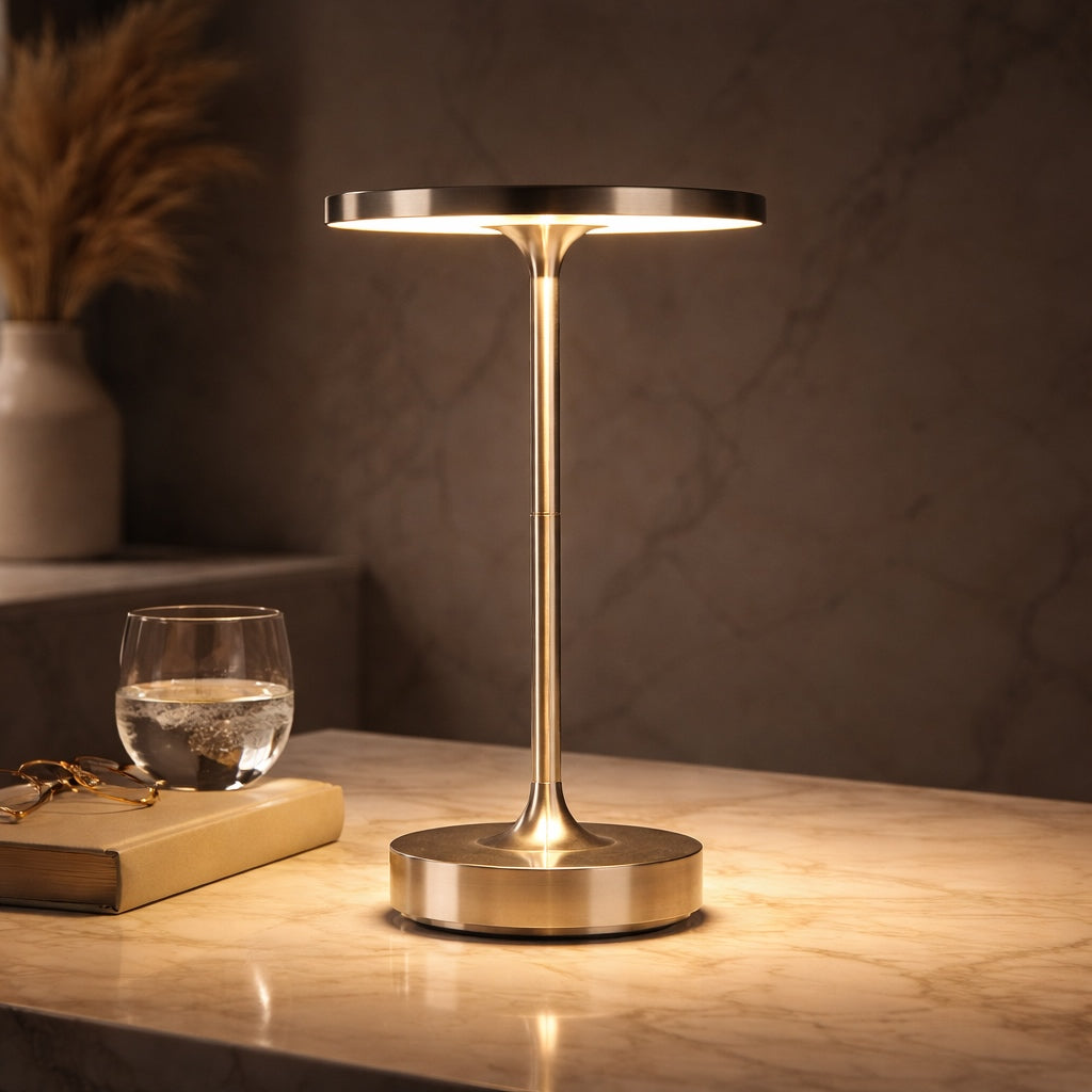 Modern Cordless Table Lamp Adjustable Aluminum with Touch Sensor and Waterproof LED Design