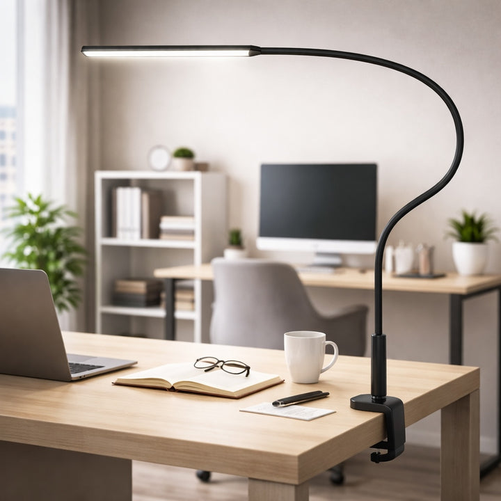 Modern LED Desk Lamp with Adjustable Gooseneck and USB Power for Dimmable Brightness and Color Temperature