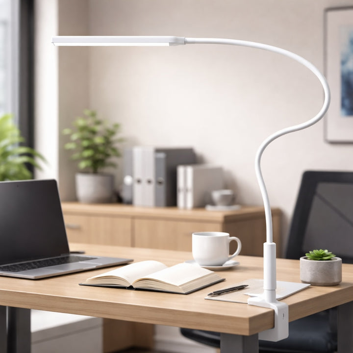 Modern LED Desk Lamp with Adjustable Gooseneck and USB Power for Dimmable Brightness and Color Temperature