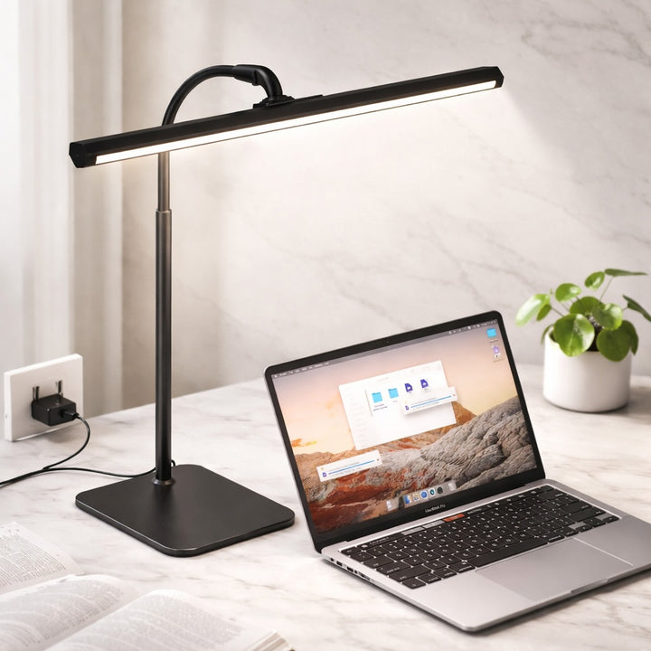 Modern LED Desk Lamp Adjustable Height Gooseneck Frosted Glass Shade Dimmable Power 12V