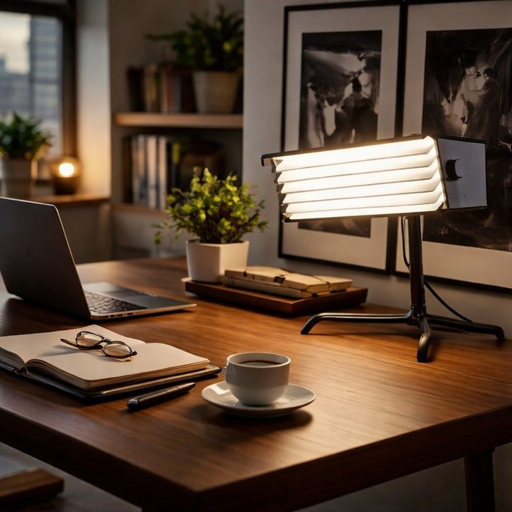 Industrial Table Lamp with Dimmable LED Feature in Iron and Aluminum for Living Room or Bedroom