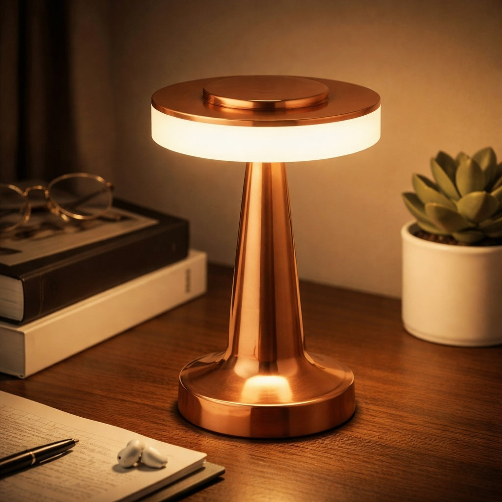 Contemporary Rechargeable Table Lamp Adjustable Aluminum Alloy LED Cordless with Stepless Dimming