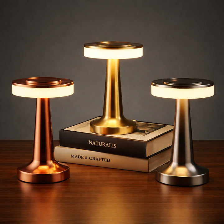 Contemporary Rechargeable Table Lamp Adjustable Aluminum Alloy LED Cordless with Stepless Dimming