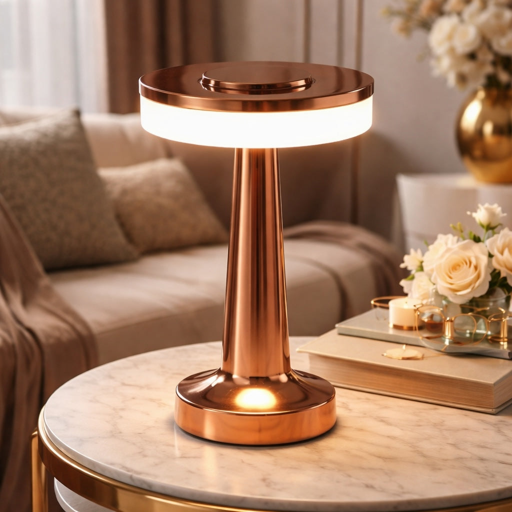 Contemporary Rechargeable Table Lamp Adjustable Aluminum Alloy LED Cordless with Stepless Dimming