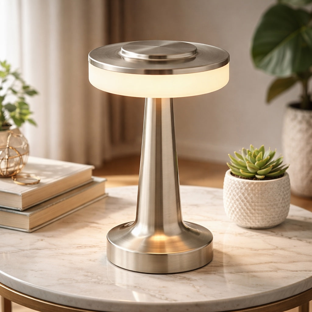 Contemporary Rechargeable Table Lamp Adjustable Aluminum Alloy LED Cordless with Stepless Dimming