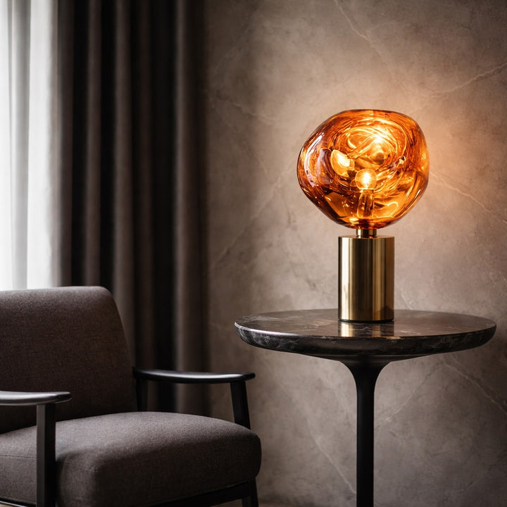 Modern Table Lamp with Adjustable LED Lighting and Rose Gold Base for Bedroom or Living Room