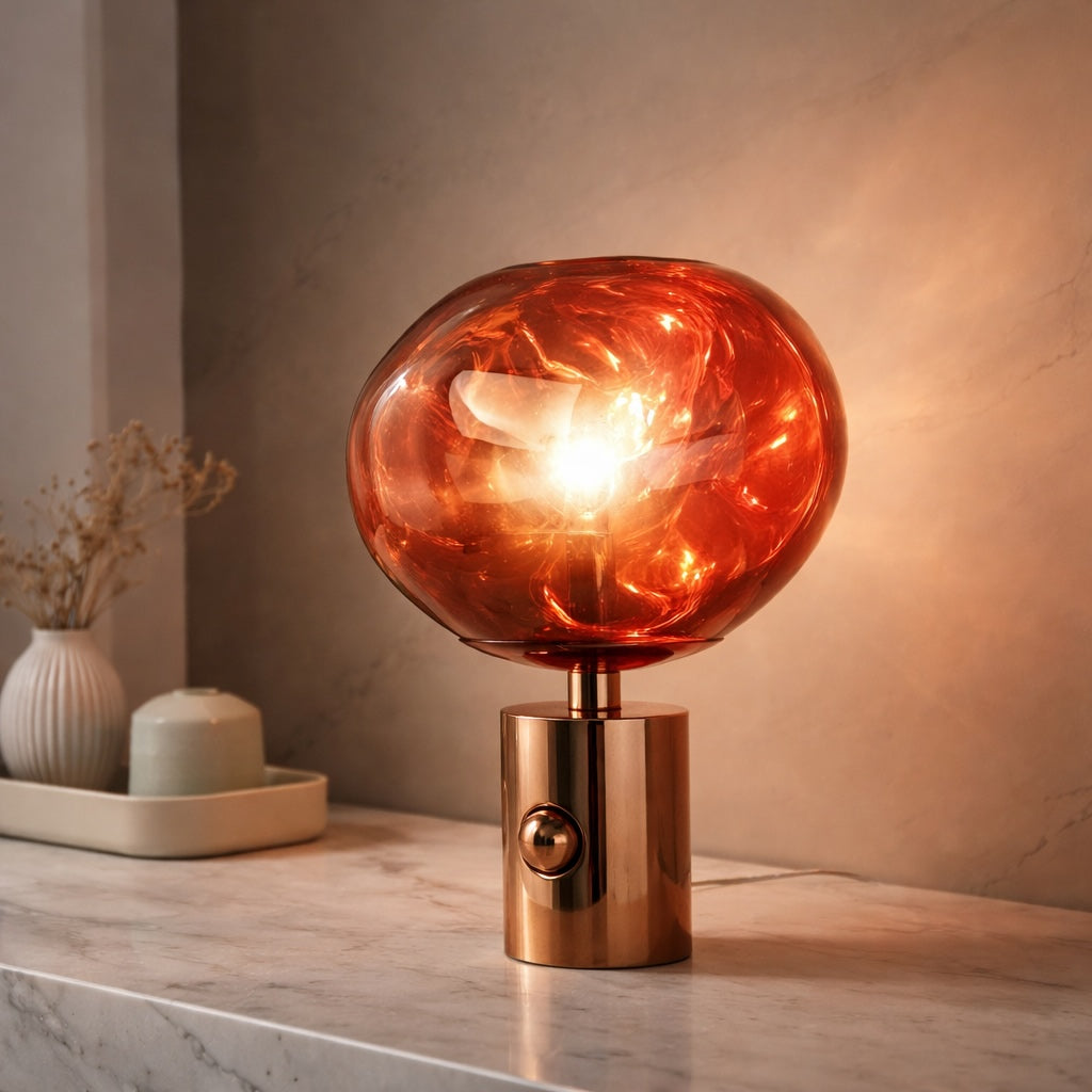 Modern Table Lamp with Adjustable LED Lighting and Rose Gold Base for Bedroom or Living Room