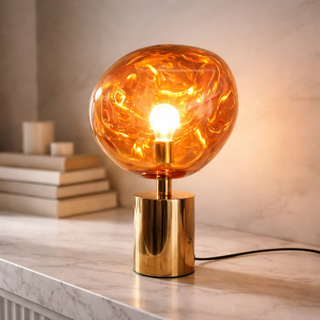 Modern Table Lamp with Adjustable LED Lighting and Rose Gold Base for Bedroom or Living Room