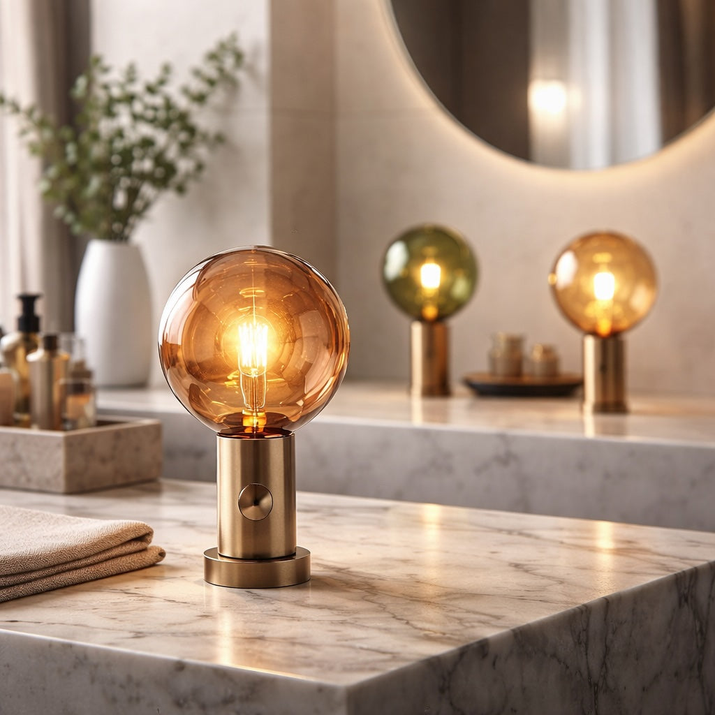 Modern Table Lamp with Adjustable LED Lighting and Rose Gold Base for Bedroom or Living Room
