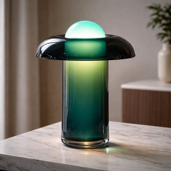 Modern Minimalist Table Lamp Adjustable Clear Glass LED Light for Bedroom or Desk