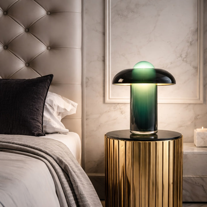 Modern Minimalist Table Lamp Adjustable Clear Glass LED Light for Bedroom or Desk