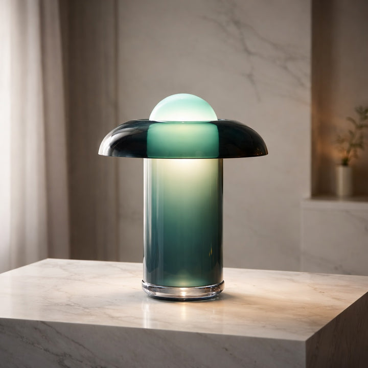 Modern Minimalist Table Lamp Adjustable Clear Glass LED Light for Bedroom or Desk
