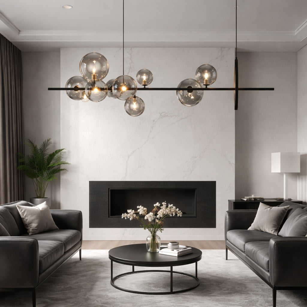 Modern Hanging Pendant Lamp Adjustable Glass LED Light for Kitchen Island Dining Room