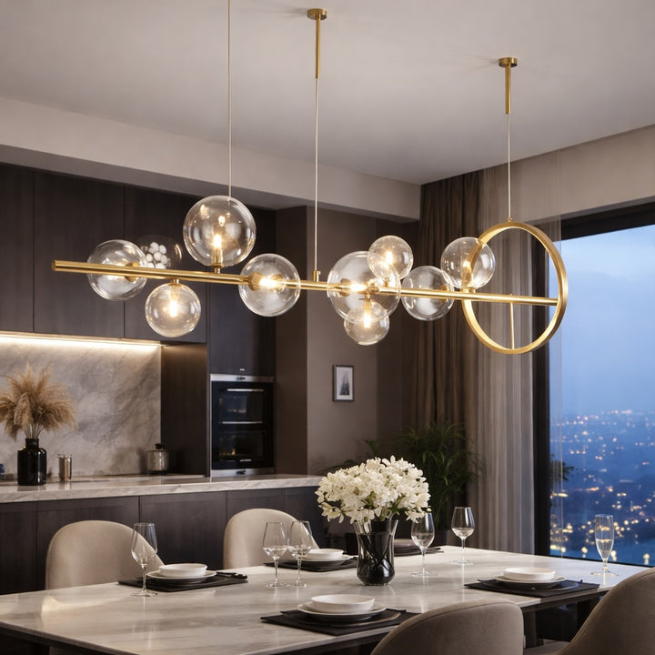 Modern Hanging Pendant Lamp Adjustable Glass LED Light for Kitchen Island Dining Room