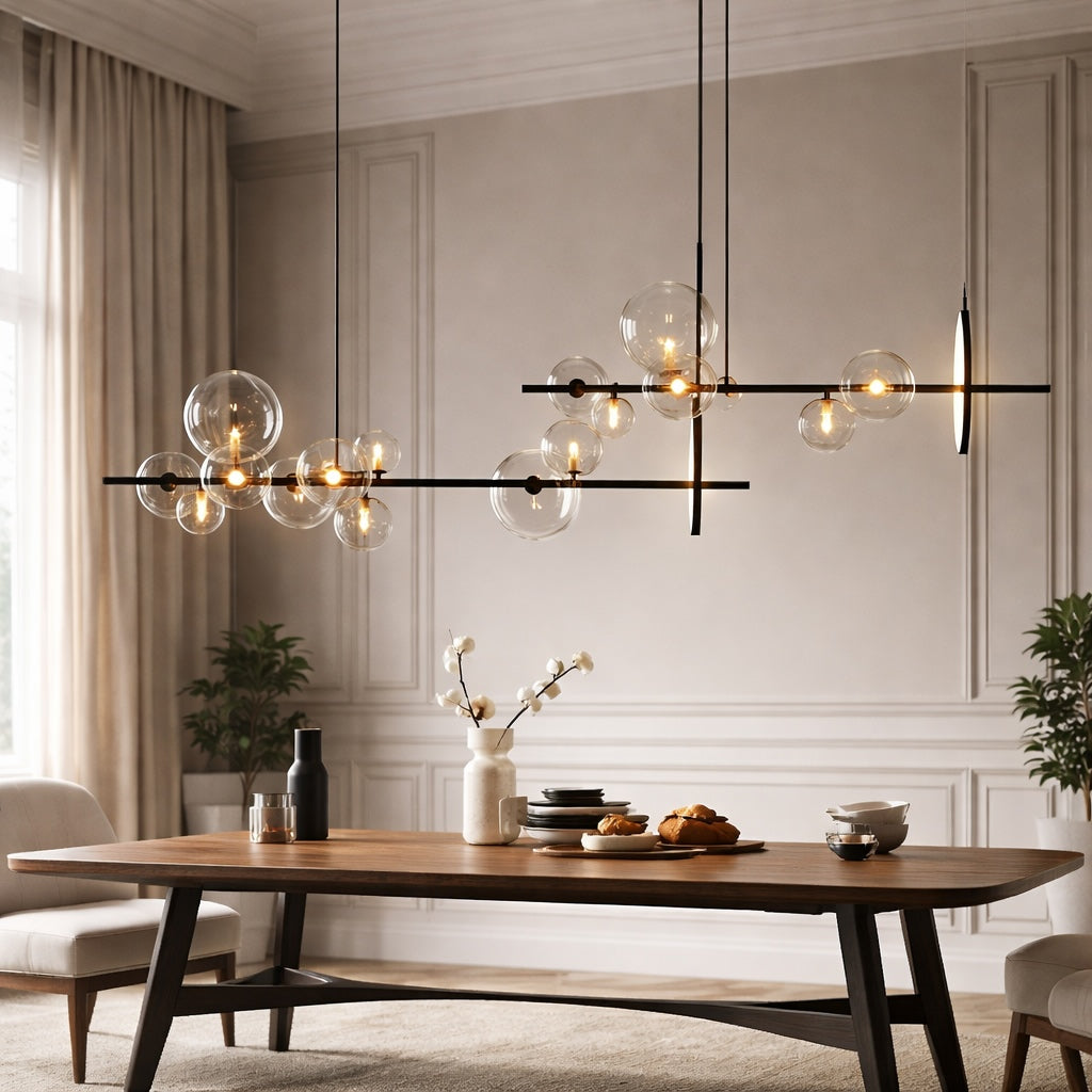 Modern Hanging Pendant Lamp Adjustable Glass LED Light for Kitchen Island Dining Room