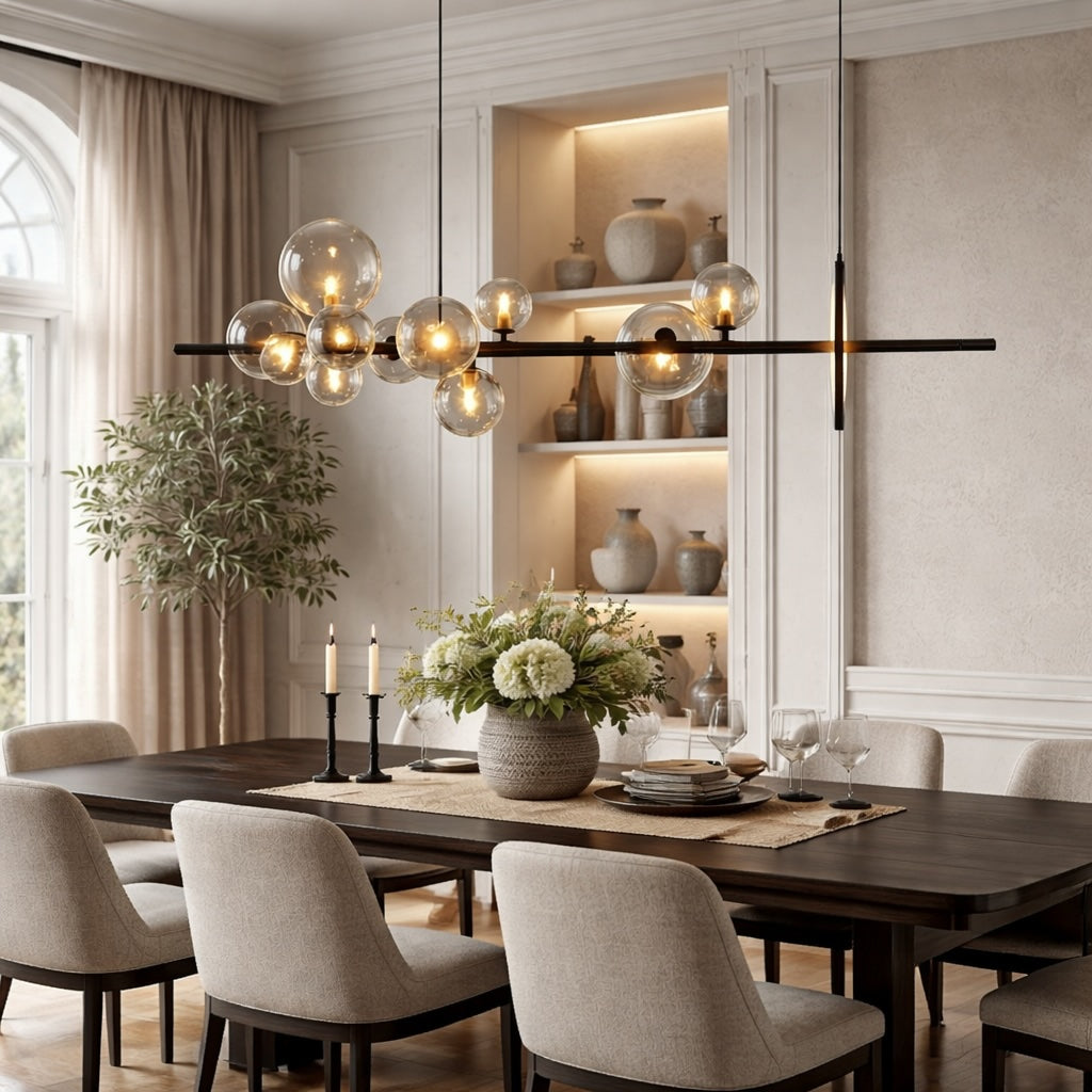 Modern Hanging Pendant Lamp Adjustable Glass LED Light for Kitchen Island Dining Room