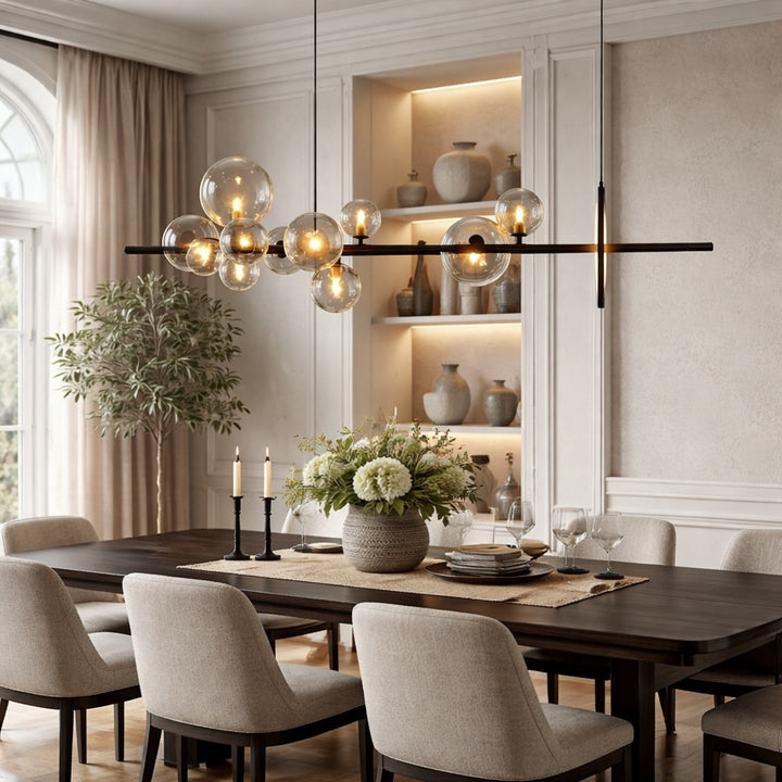 Modern Hanging Pendant Lamp Adjustable Glass LED Light for Kitchen Island Dining Room