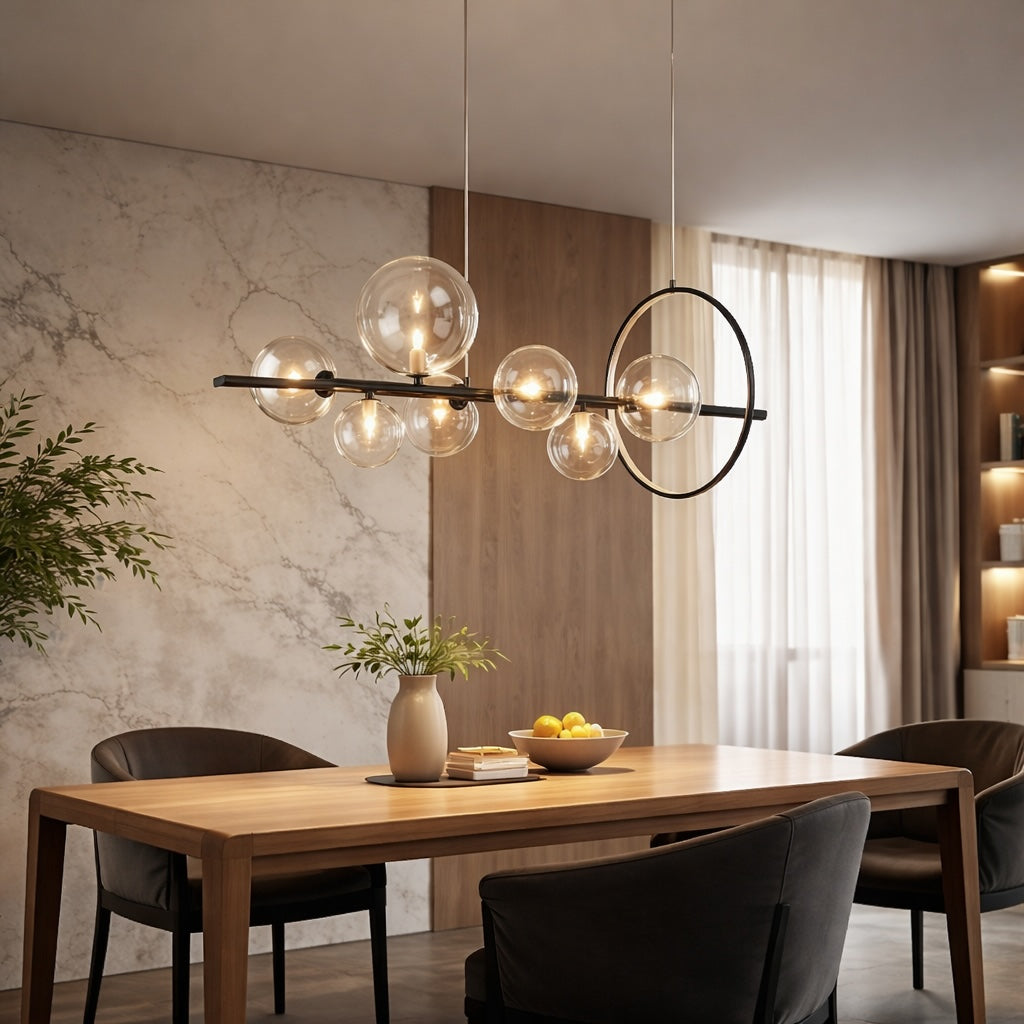 Modern Hanging Pendant Lamp Adjustable Glass LED Light for Kitchen Island Dining Room