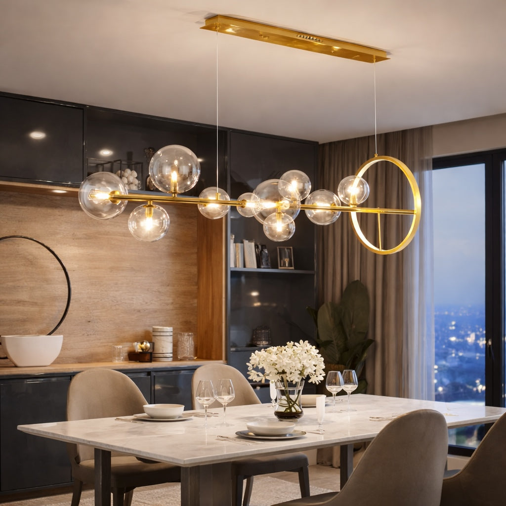 Modern Hanging Pendant Lamp Adjustable Glass LED Light for Kitchen Island Dining Room