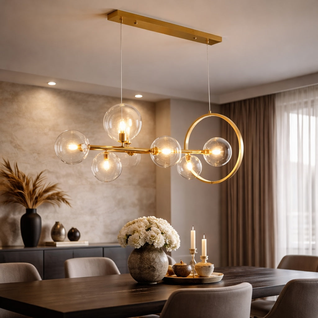 Modern Hanging Pendant Lamp Adjustable Glass LED Light for Kitchen Island Dining Room