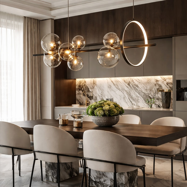 Modern Hanging Pendant Lamp Adjustable Glass LED Light for Kitchen Island Dining Room