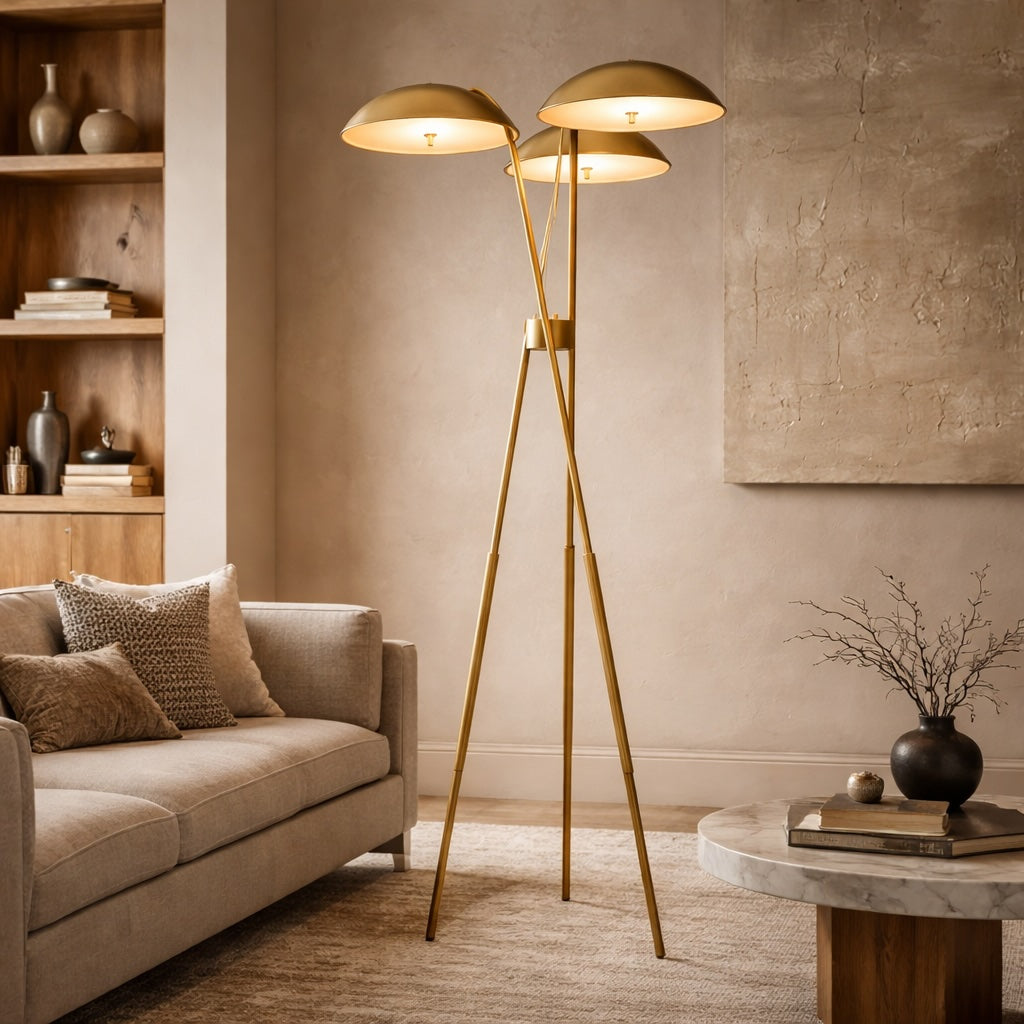 Modern Tripod Floor Lamp with Metal Structure and Integrated LED Warm White Light