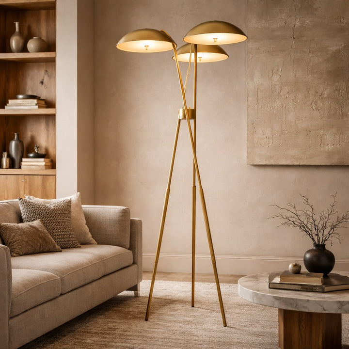 Modern Tripod Floor Lamp with Metal Structure and Integrated LED Warm White Light