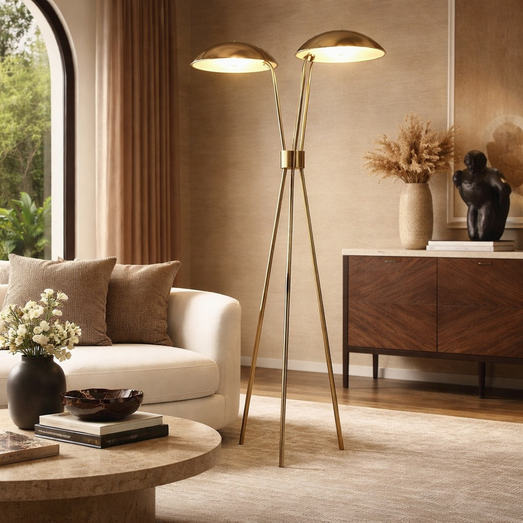 Modern Tripod Floor Lamp with Metal Structure and Integrated LED Warm White Light