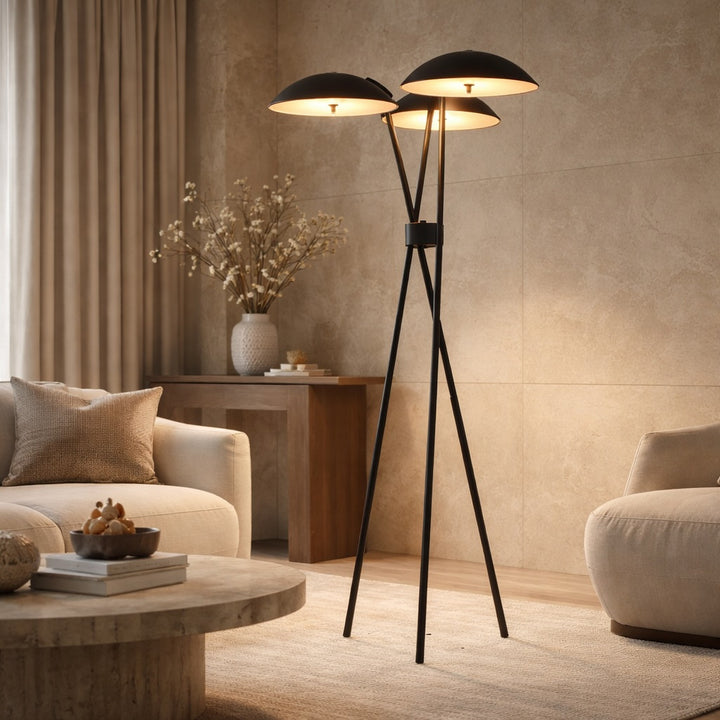 Modern Tripod Floor Lamp with Metal Structure and Integrated LED Warm White Light