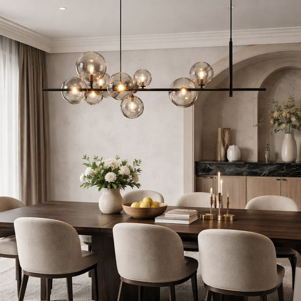 Modern Hanging Pendant Lamp Adjustable Glass LED Light for Kitchen Island Dining Room